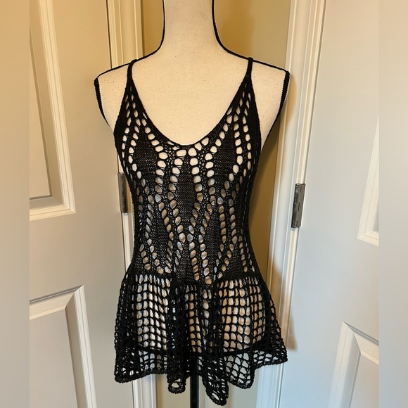 Other - Black Crochet skimpy Sleeveless beach cover up